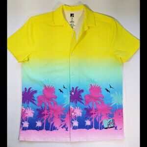 MTV Hawaiian Shirt Neon Colors Palm Trees 80s-Miami-Retro from 2024 RARE NEW Med